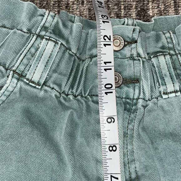 Bridge by Gly Womens Size Small Ultra High Rise Denim Shorts Green Stretch Waist - Picture 6 of 8